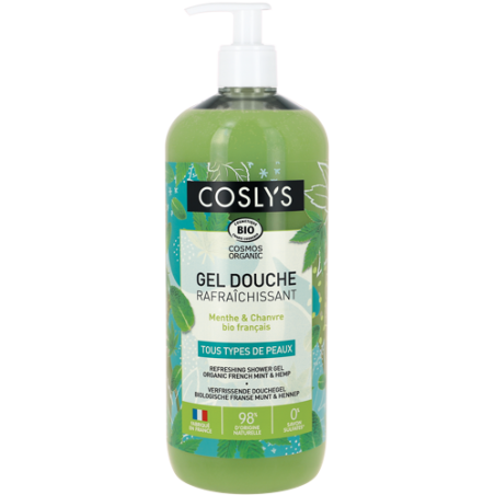 Shower gel refreshing organic french mint and hemp 1L