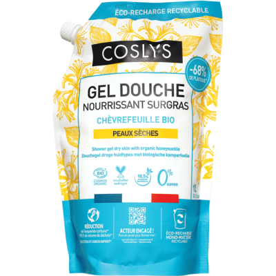 Éco-recharge gel douche nourrissant chèvrefeuille | Gel douche COSLYS