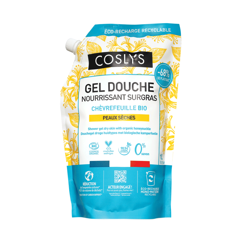Éco-recharge gel douche nourrissant surgras chèvrefeuille 1L Éco-recharge gel douche nourrissant surgras chèvrefeuille 1L