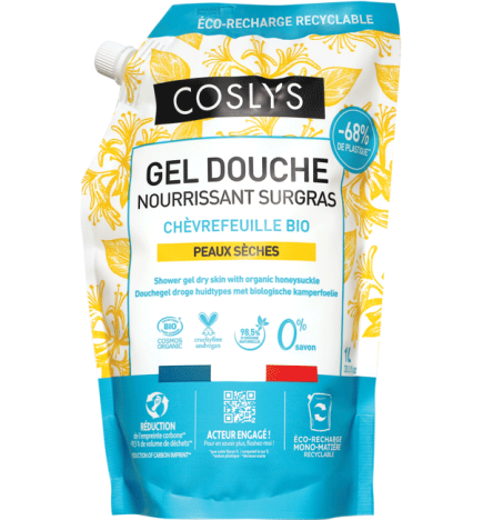Eco-Refill shower gel dry skin with organic Honeysuckle 1L