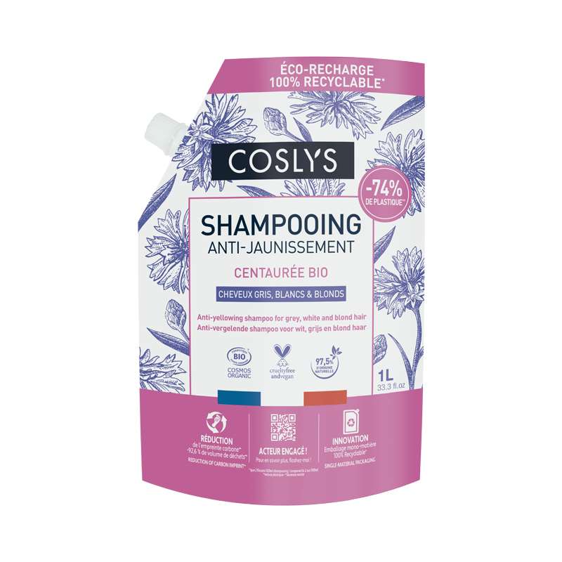 Shampooing anti-jaunissement Cheveux gris, blancs et blonds COSLYS